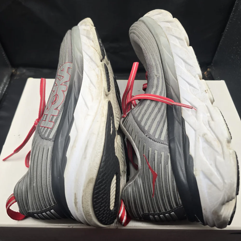 Hoka Gray‎ and Red Bondi 6 Shoes